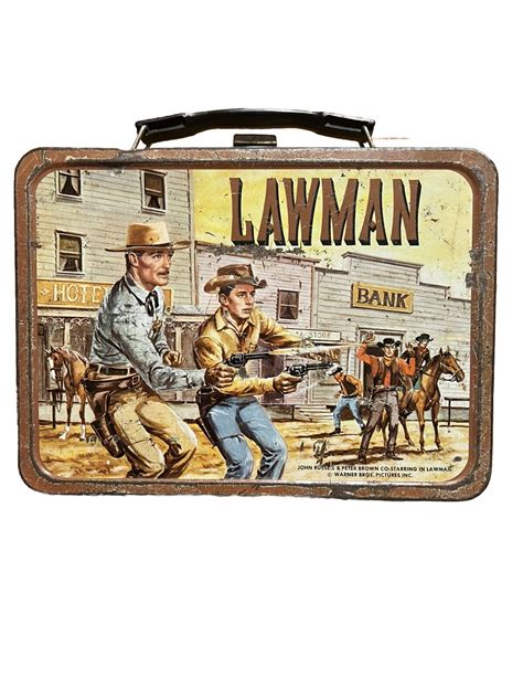 vintage lawman metal lunch box etsy|Vtg Lawman Russell&Brown Warner Bros Metal .